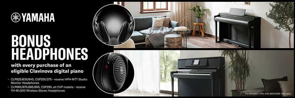 Bonus headphones on the purchase of select Clavinova digital pianos